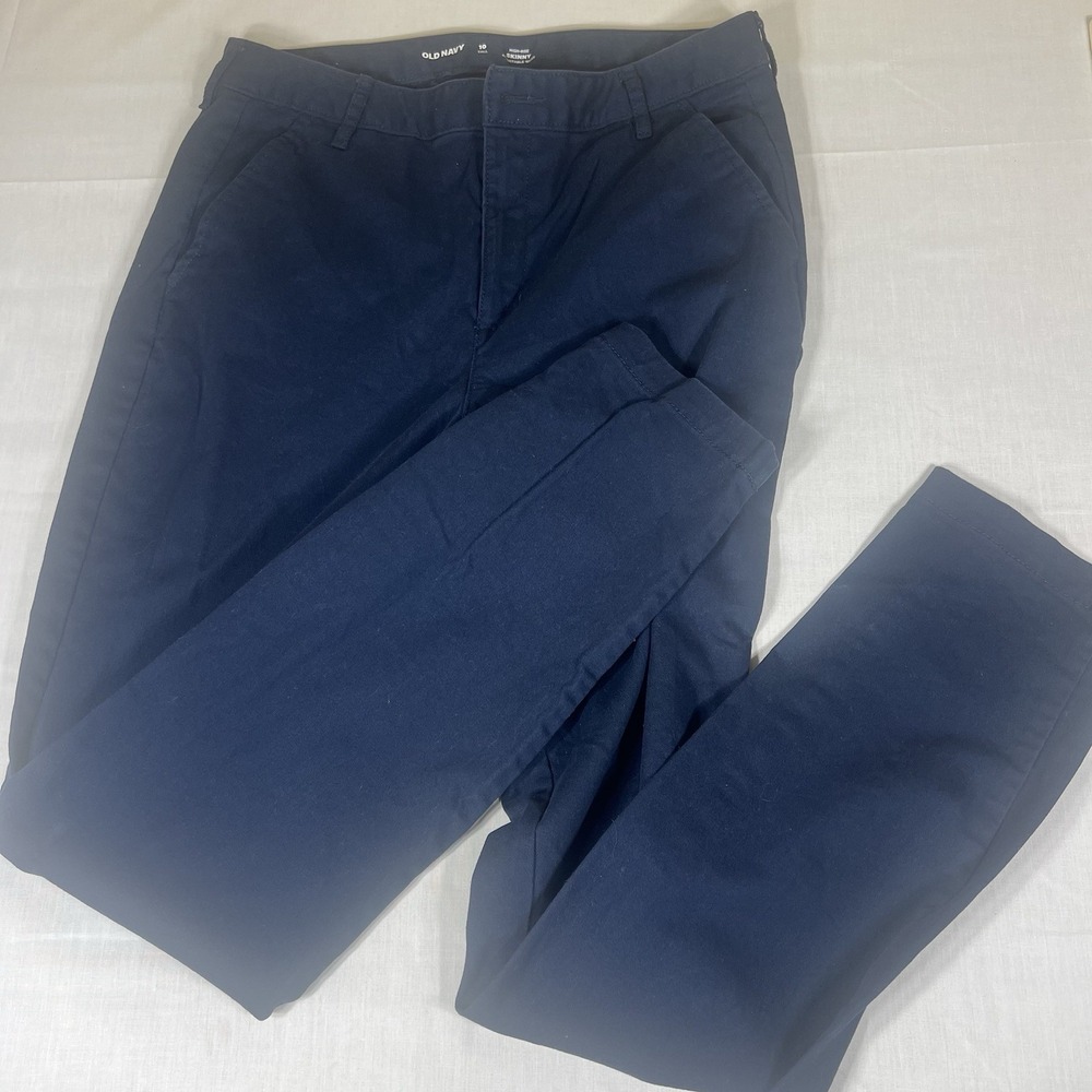 Old Navy Womens 10 Tall High Rise Skinny Navy Blue Stretch Pants 30x30